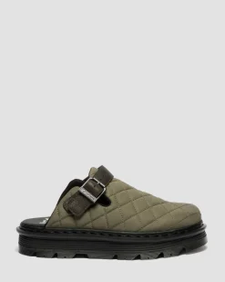 Dr. Martens Mules|Shoes*Zebzag Quilted Canvas Platform Mules in Dms Olive Green DMs Olive Green — Econyl Woven WR+Grizzly