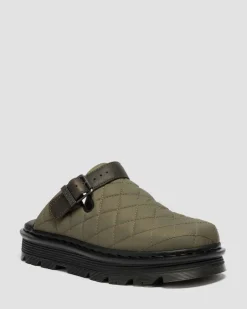 Dr. Martens Mules|Shoes*Zebzag Quilted Canvas Platform Mules in Dms Olive Green DMs Olive Green — Econyl Woven WR+Grizzly