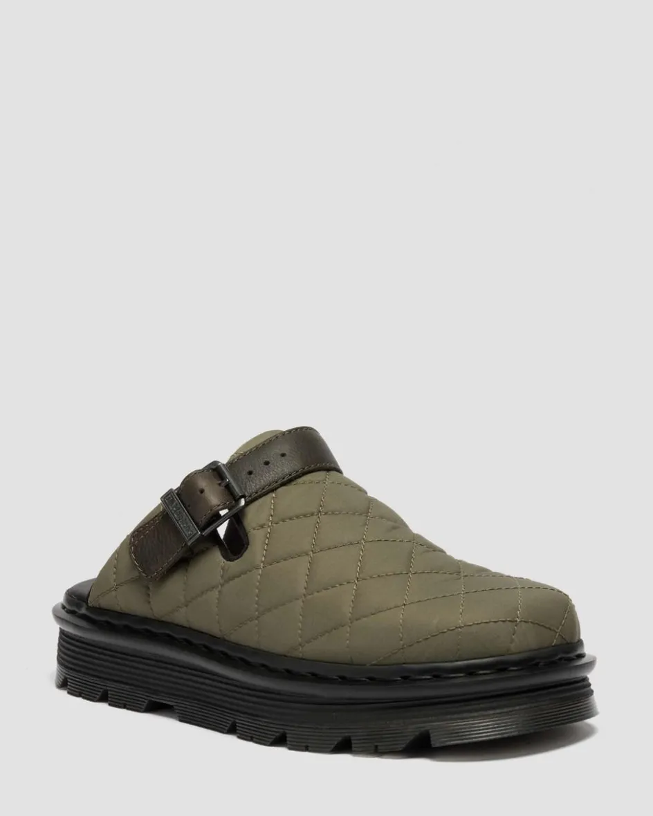 Dr. Martens Mules|Shoes*Zebzag Quilted Canvas Platform Mules in Dms Olive Green DMs Olive Green — Econyl Woven WR+Grizzly