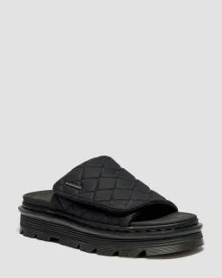 Dr. Martens Mules|Slides*Zebzag Quilted Canvas Platform Slides in Black BLACK — Econyl Woven WR