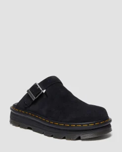 Dr. Martens Mules|Shoes*Zebzag Suede Casual Slingback Platform Mules in Black Black — E.H.Suede