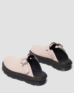 Dr. Martens Last Chance Styles*Zebzag Suede Casual Slingback Platform Mules in Powder Pink Powder Pink — E.H.Suede