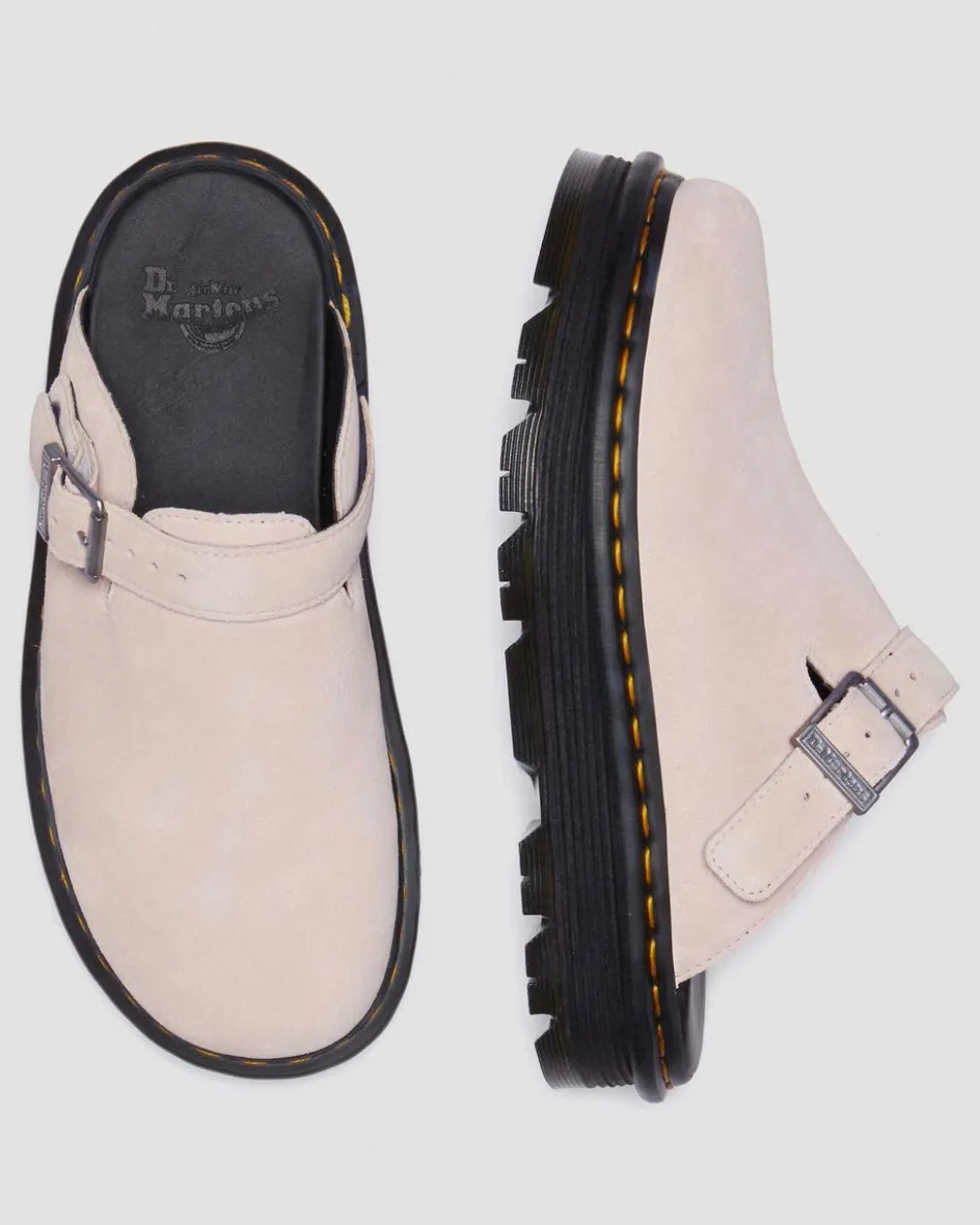 Dr. Martens Last Chance Styles*Zebzag Suede Casual Slingback Platform Mules in Powder Pink Powder Pink — E.H.Suede