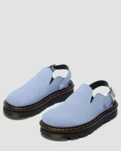 Dr. Martens Mules|Sandals*Zebzag Suede Casual Slingback Platform Mules in Cornflower Blue CORNFLOWER BLUE — E.H.Suede