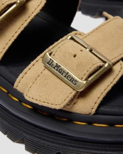 Dr. Martens New And Featured|Sandals*Zebzag Suede Platform Sandals in Savannah Tan Savannah Tan — E.H.Suede