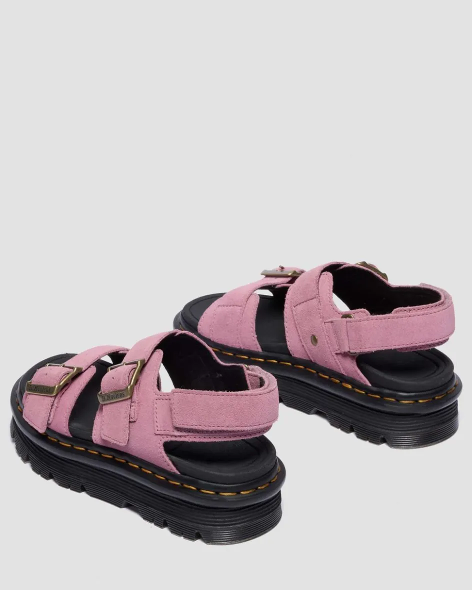Dr. Martens New And Featured|Sandals*Zebzag Suede Platform Sandals in Dusty Rose Dusty Rose — E.H.Suede