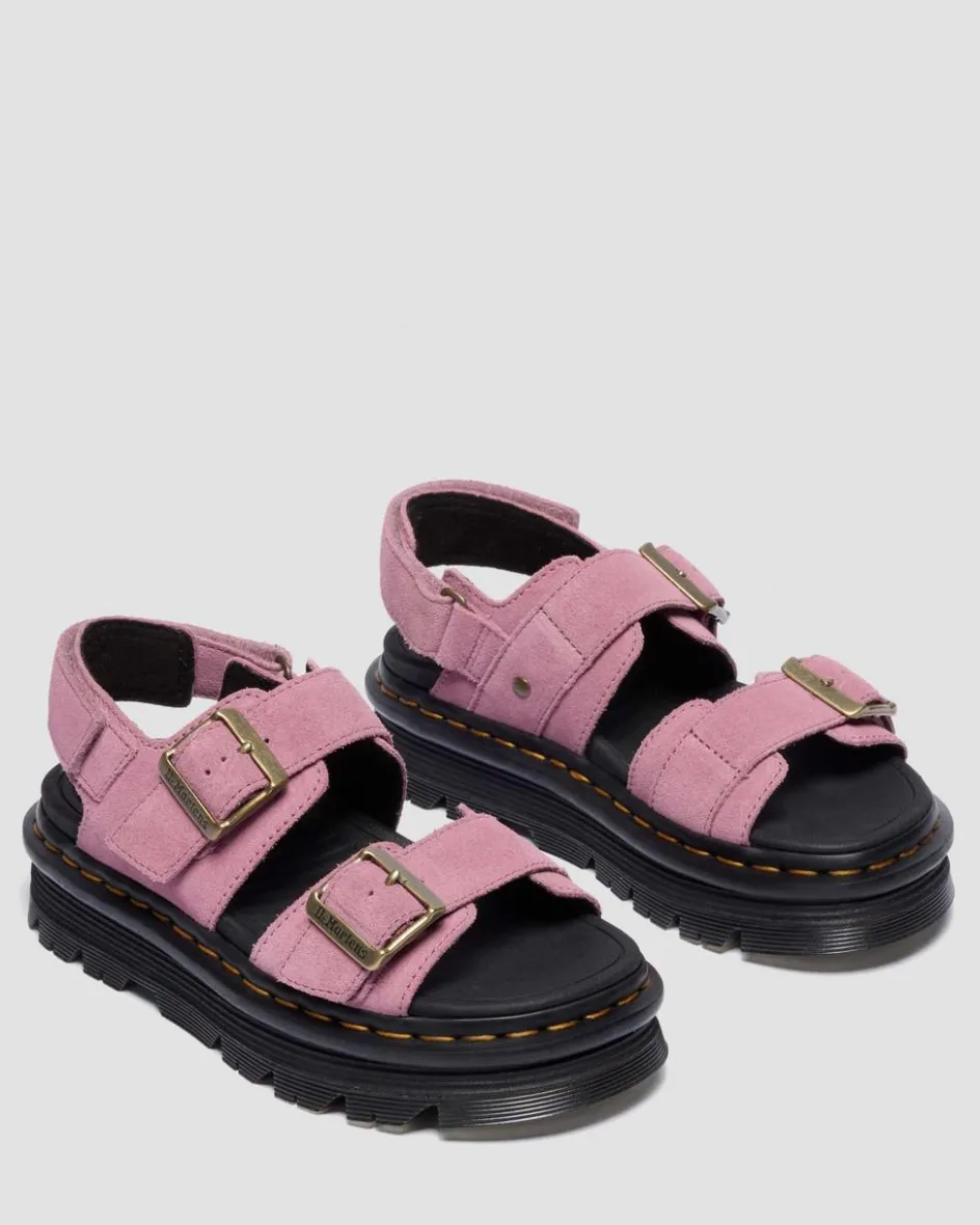 Dr. Martens New And Featured|Sandals*Zebzag Suede Platform Sandals in Dusty Rose Dusty Rose — E.H.Suede