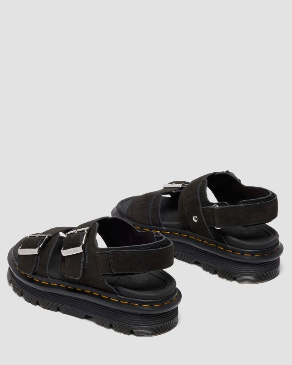 Dr. Martens Sandals|Zebzag: The Art Of Comfort*Zebzag Suede Platform Sandals in Black Black — E.H.Suede