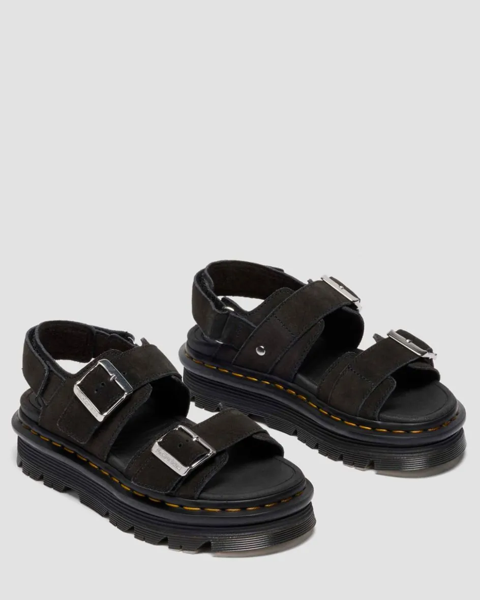 Dr. Martens Sandals|Zebzag: The Art Of Comfort*Zebzag Suede Platform Sandals in Black Black — E.H.Suede