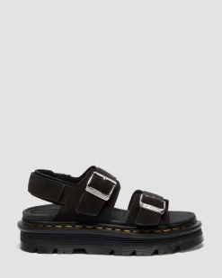 Dr. Martens Sandals|Zebzag: The Art Of Comfort*Zebzag Suede Platform Sandals in Black Black — E.H.Suede