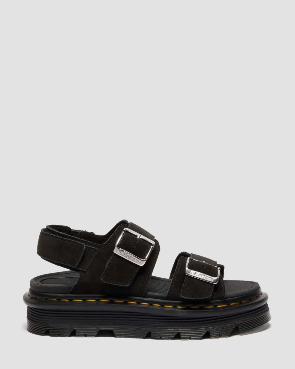 Dr. Martens Sandals|Zebzag: The Art Of Comfort*Zebzag Suede Platform Sandals in Black Black — E.H.Suede