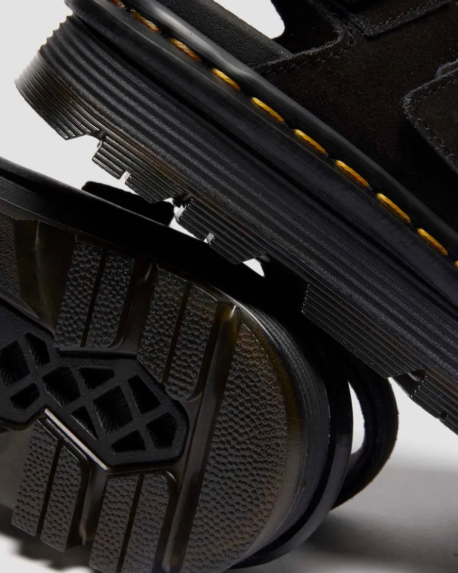Dr. Martens Sandals|Zebzag: The Art Of Comfort*Zebzag Suede Platform Sandals in Black Black — E.H.Suede