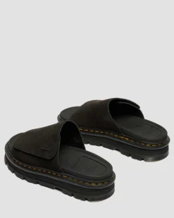 Dr. Martens Mules|Slides*Zebzag Suede Platform Slides in Black Black — E.H.Suede