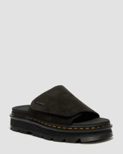 Dr. Martens Mules|Slides*Zebzag Suede Platform Slides in Black Black — E.H.Suede