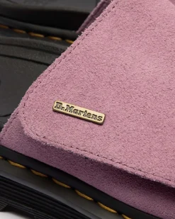 Dr. Martens Mules|Slides*Zebzag Suede Platform Slides in Dusty Rose Dusty Rose — E.H.Suede