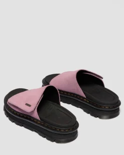 Dr. Martens Mules|Slides*Zebzag Suede Platform Slides in Dusty Rose Dusty Rose — E.H.Suede