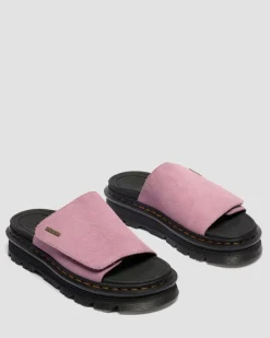 Dr. Martens Mules|Slides*Zebzag Suede Platform Slides in Dusty Rose Dusty Rose — E.H.Suede