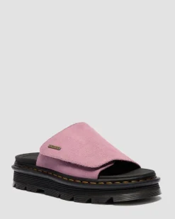 Dr. Martens Mules|Slides*Zebzag Suede Platform Slides in Dusty Rose Dusty Rose — E.H.Suede