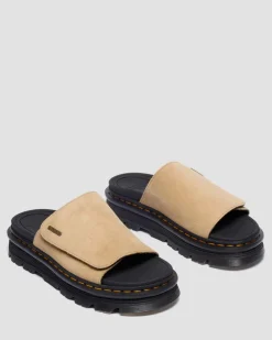 Dr. Martens Mules|Slides*Zebzag Suede Platform Slides in Savannah Tan Savannah Tan — E.H.Suede