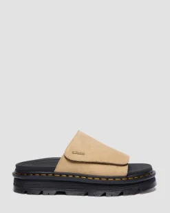 Dr. Martens Mules|Slides*Zebzag Suede Platform Slides in Savannah Tan Savannah Tan — E.H.Suede
