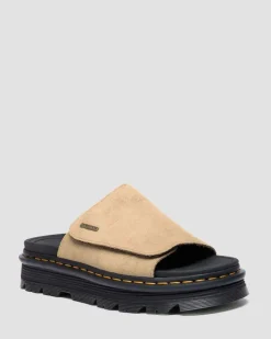 Dr. Martens Mules|Slides*Zebzag Suede Platform Slides in Savannah Tan Savannah Tan — E.H.Suede