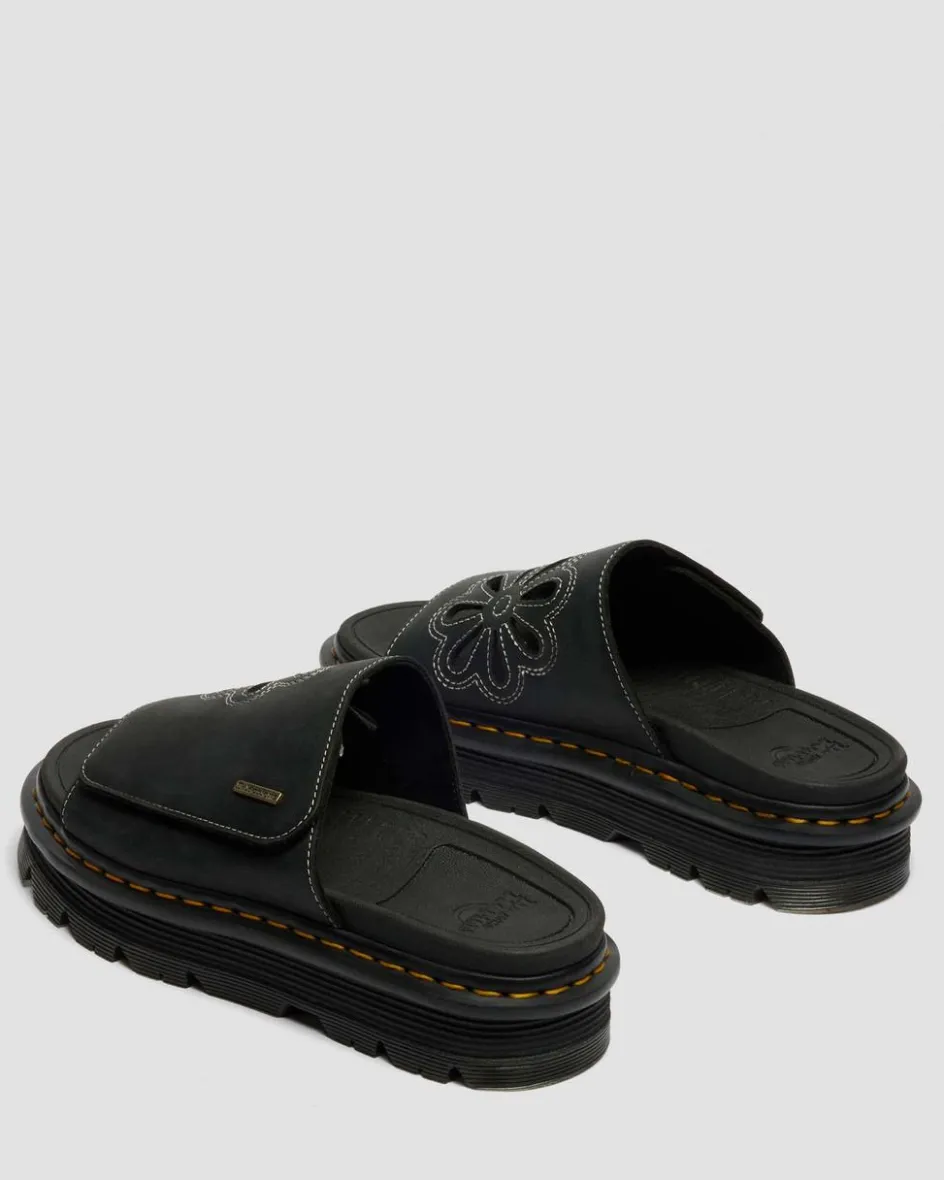 Dr. Martens Mules|Sandals*Zebzag Wyoming Leather Slides in Black Black — Wyoming