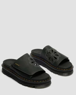 Dr. Martens Mules|Sandals*Zebzag Wyoming Leather Slides in Black Black — Wyoming